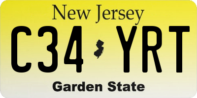 NJ license plate C34YRT