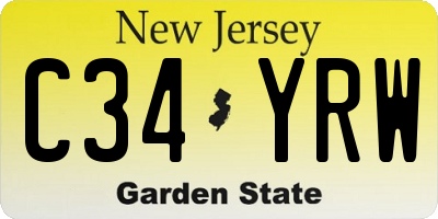 NJ license plate C34YRW
