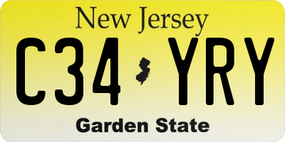 NJ license plate C34YRY