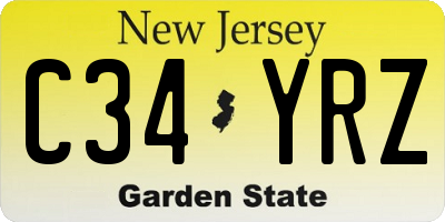 NJ license plate C34YRZ