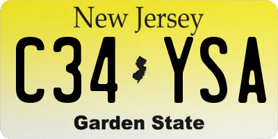 NJ license plate C34YSA