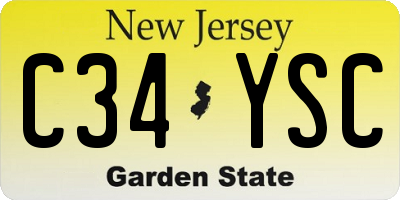 NJ license plate C34YSC