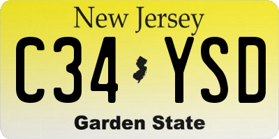 NJ license plate C34YSD