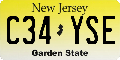 NJ license plate C34YSE