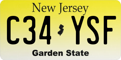 NJ license plate C34YSF