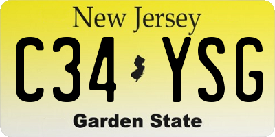 NJ license plate C34YSG