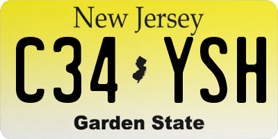 NJ license plate C34YSH