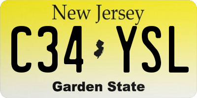 NJ license plate C34YSL