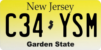 NJ license plate C34YSM