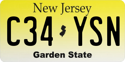 NJ license plate C34YSN