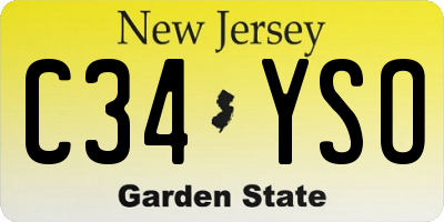 NJ license plate C34YSO