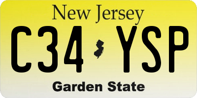 NJ license plate C34YSP