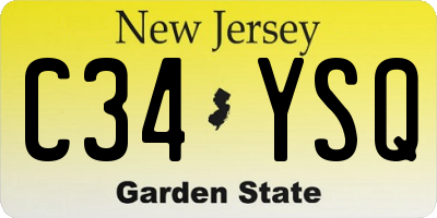 NJ license plate C34YSQ