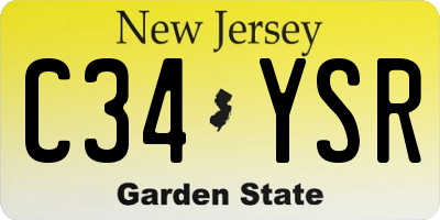 NJ license plate C34YSR