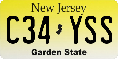NJ license plate C34YSS