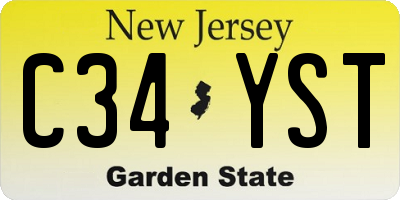 NJ license plate C34YST
