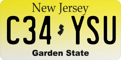 NJ license plate C34YSU