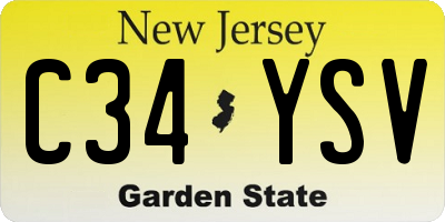 NJ license plate C34YSV