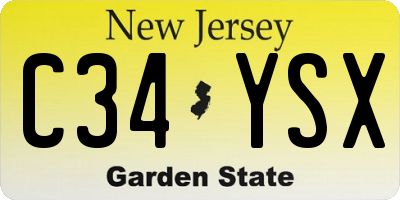 NJ license plate C34YSX