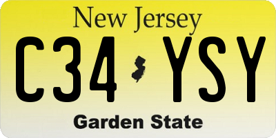 NJ license plate C34YSY