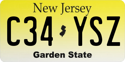 NJ license plate C34YSZ