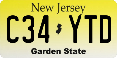 NJ license plate C34YTD
