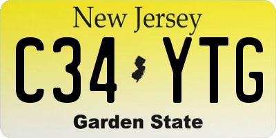 NJ license plate C34YTG