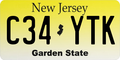 NJ license plate C34YTK