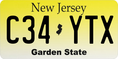 NJ license plate C34YTX