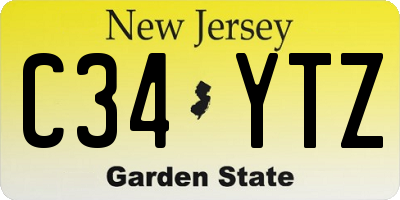 NJ license plate C34YTZ
