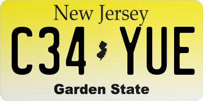 NJ license plate C34YUE