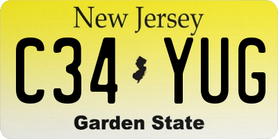 NJ license plate C34YUG