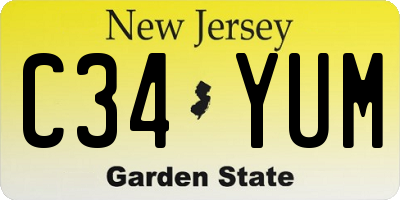 NJ license plate C34YUM