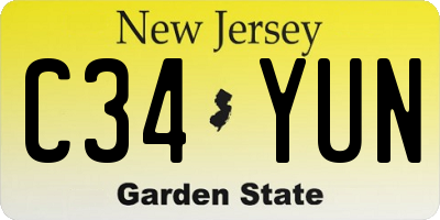 NJ license plate C34YUN