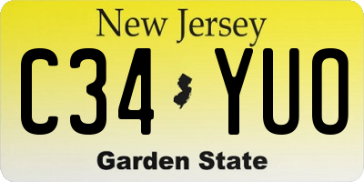 NJ license plate C34YUO
