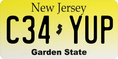 NJ license plate C34YUP