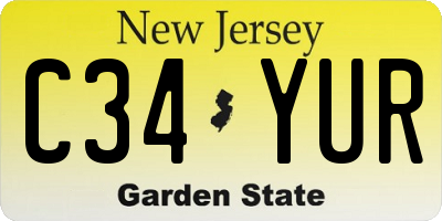 NJ license plate C34YUR