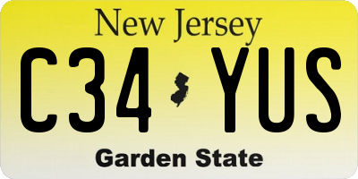 NJ license plate C34YUS