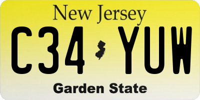 NJ license plate C34YUW