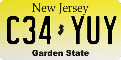 NJ license plate C34YUY