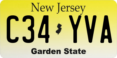 NJ license plate C34YVA