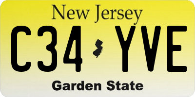 NJ license plate C34YVE