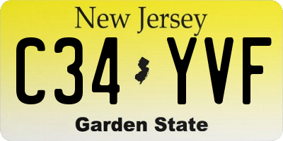 NJ license plate C34YVF