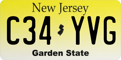 NJ license plate C34YVG