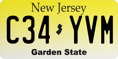 NJ license plate C34YVM