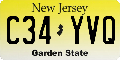 NJ license plate C34YVQ