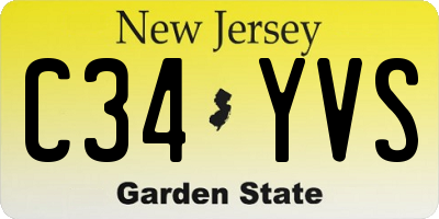 NJ license plate C34YVS