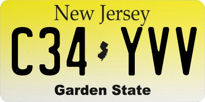 NJ license plate C34YVV