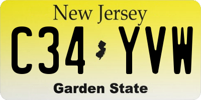 NJ license plate C34YVW