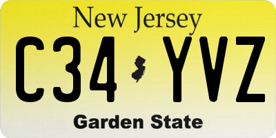 NJ license plate C34YVZ